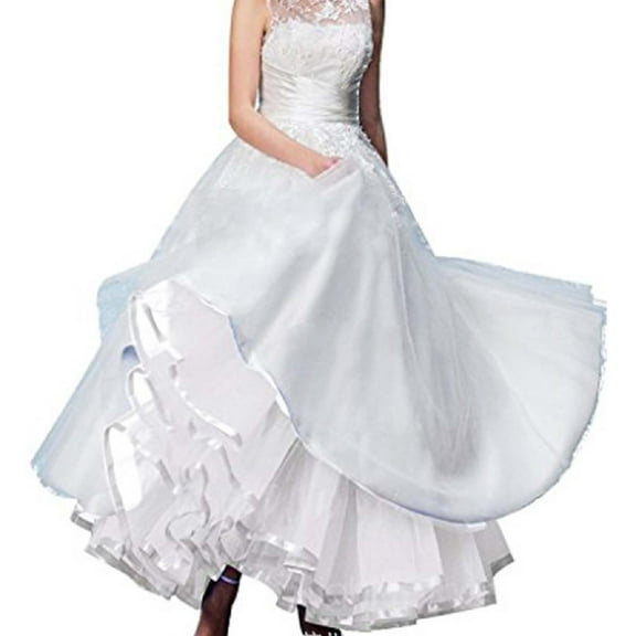 HJYCHN Elegant Boneless Hem Wedding Dress Long Petticoat Tutu Skirt for Bridal and Formal Events White XL