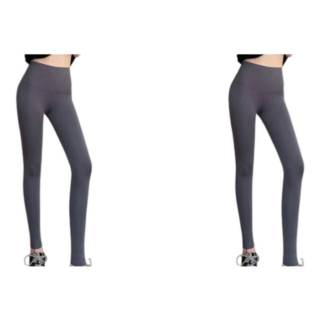 Sonducket Pantalones de Yoga elásticos de cintura alta para correr y correr para mujer, pantalones deportivos de poliéster para gimnasio, Gris S 2Conjunto
