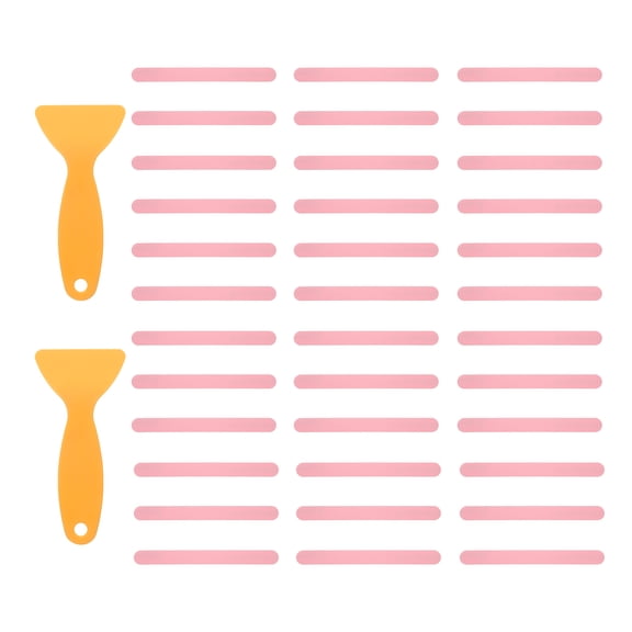 36pcs Non-Slip Bathtub Stickers, Anti-Slip Showers Treads Strip Shaped Appliques with 2 Pcs Scraper for Bath Tub, Pink