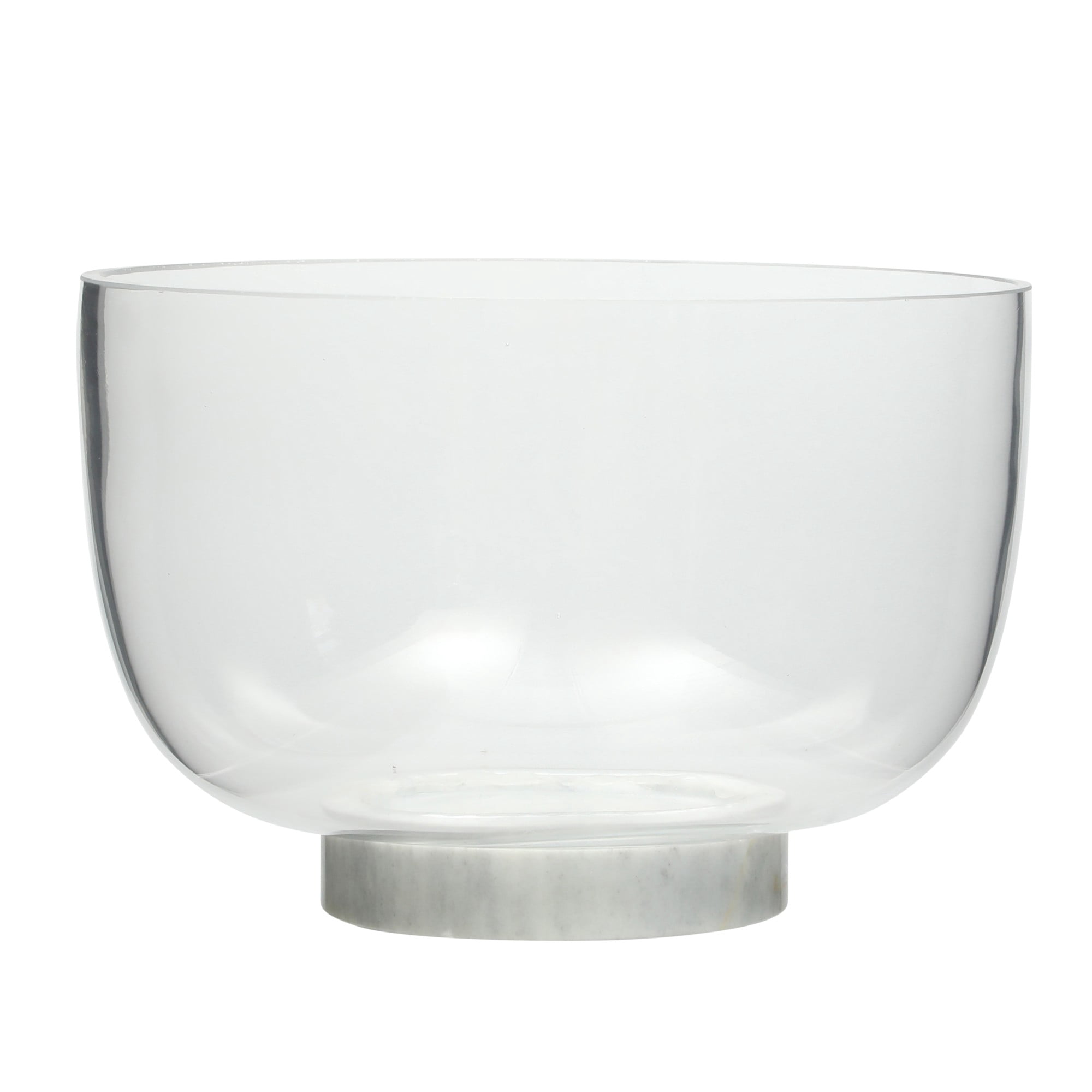 Gibson Elite Wildgreens Large Glass Salad Bowl Set with Marble Base and Acacia Serving Utensils