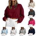 thumbnail image 2 of DYTTDG Cropped Sweatshirt for Women Crewneck Long Sleeve Loose Pullover Casual Fall Outfits, 2 of 7