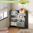 thumbnail image 5 of Gofinoday 2-in-1 Baby Diaper Caddy Organizer, 3-Tier Rolling Nursery Cart with Removable Caddy, Dividers, Drawers and Lockable Wheels, Gray, 5 of 10
