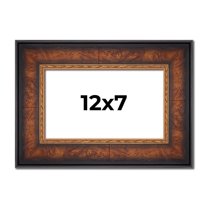12x7 Frame Brown Walnut Gold Ornate Trim Solid Wood Plein Air Picture Frame | 3 Inch Moulding Width