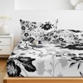 thumbnail image 6 of King Size Fitted Sheet Set - Vintage Flowers 3 Piece Bedding Sets 16" Deep Pocket Fitted Sheet with 2 Pillowcases, Black White Farmhouse Floral Plants Brushed Microfiber Hotel Luxury Bed Sheets, 6 of 9