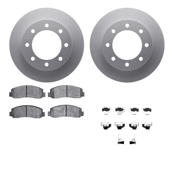 Dynamic Friction Company Front Geospec Brake Rotors with Heavy Duty Brake Pads includes Hardware 4212-99183