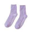 thumbnail image 1 of Medianos morados de talla única, calcetines de terciopelo coral que no se desprenden para mujer, calcetines antideslizantes de color sólido con pegamento, calcetines cálidos de otoño e invierno,, 1 of 8