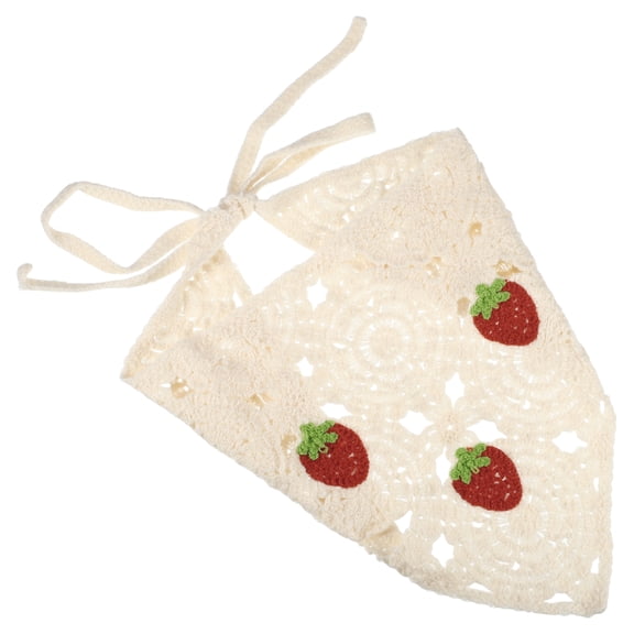 Unique Bargains Fashion Strawberry Hollow Triangle Headwrap 21.26"x10.24" Beige 1 Pc