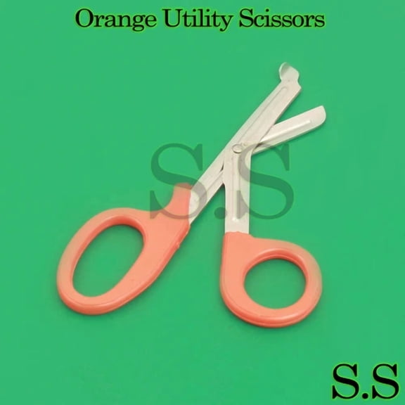 10 Pcs Orange Utility Scissors 7.25" Multi-Purpose Diy Ems Emt Shears Instrument