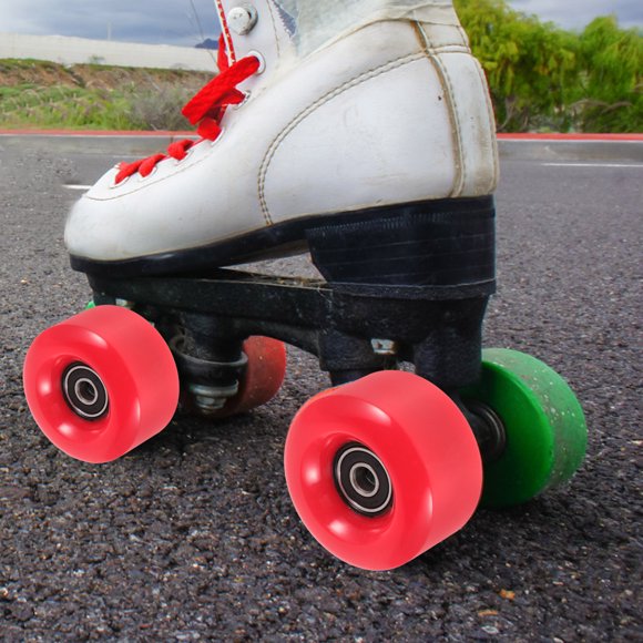 GAXIRE 4Pcs High Elasticity Red Pu Roller Skate Wheels Set For Skating Rink Use