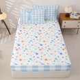 thumbnail image 4 of Catabedysis Princess Bowtie Initial L Zipper Twin Comforter Sets with Fitted Sheet and 2 Pillowcases,Blue ABC Themed Zipper Bedding Set For Girls,Colorful Stars Reversible,4 Pieces, 4 of 7