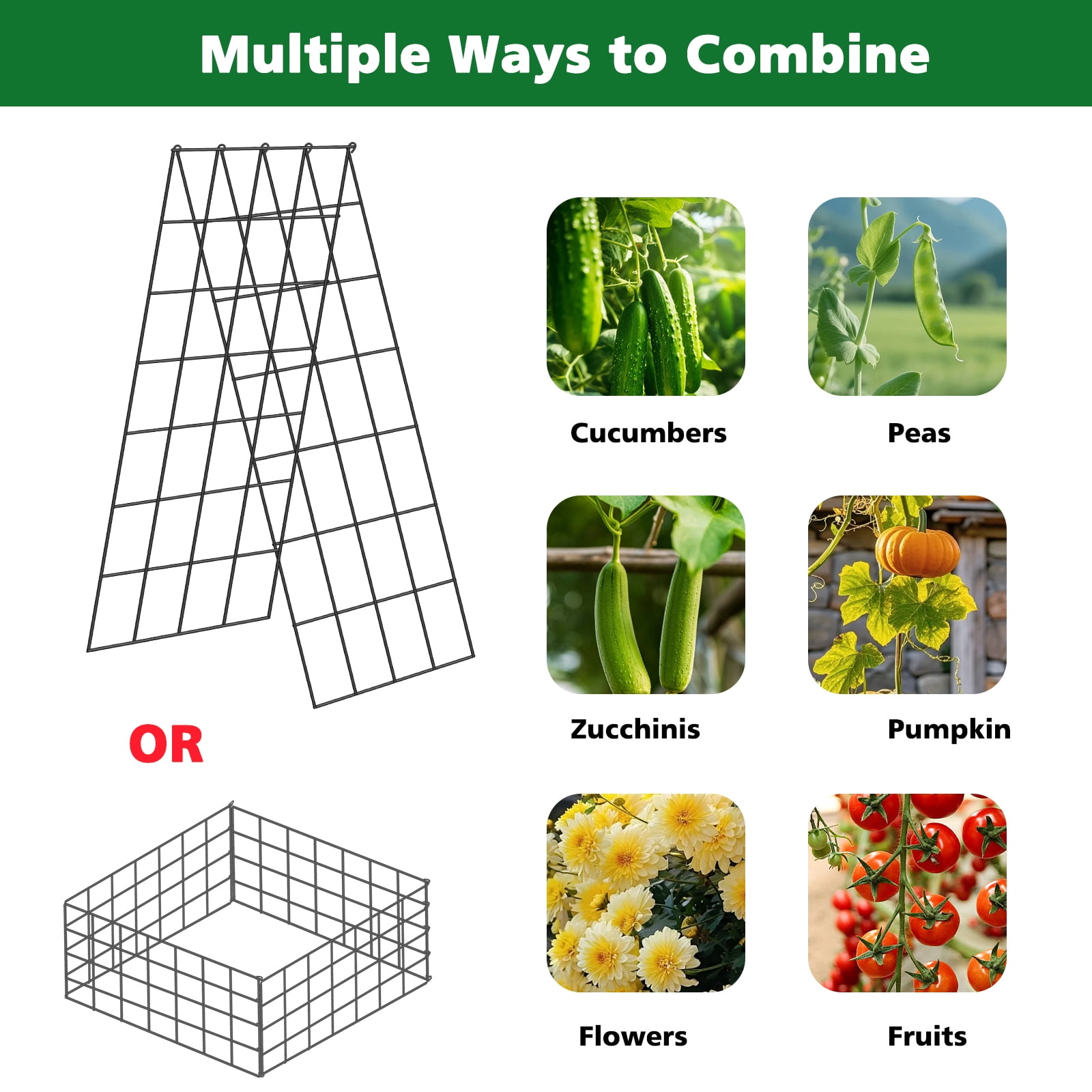 ROMUCHE 2 Pack Trellis 39” A-Frame Cucumber Folding Garden Trellis for Climbing Plants Outdoor