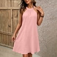 thumbnail image 2 of Women's Halter Neck Sleeveless Mini Dress Casual Loose Fit A Line Short Dress Lightweight Summer Sundress Beach Vacation Outfit Pink, 2 of 8