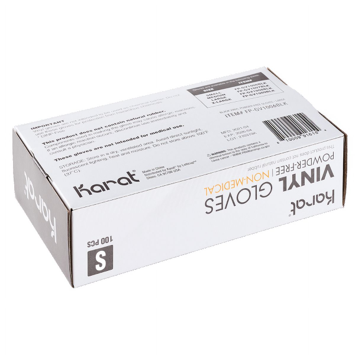 [1,000 ct] Karat Vinyl Gloves, Powder-Free, Black, Small