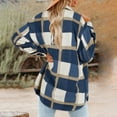 thumbnail image 4 of Tiqkatyck Womens Flannel Shirt, Women's Brushed Plaid Shirts Long Sleeve Flannel Lapel Button Down Pocketed Shacket Jacket Coats Shacket Long Sleeve Shirts for Women Plaid Shirts for Women Blue L, 4 of 6