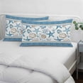 thumbnail image 4 of Blue Coastal Nautical Throw Pillow Cover, Pillowcase Protectors with Zipper, Breathable Decorative Lumbar Pillow Case Cover, Summer Beach Starfish Shell Coral Pillow Shams for Couch Sofa 12x20Inch, 4 of 8