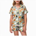 thumbnail image 3 of CAUYDY Halloween Pajamas Kids Girls Pajamas 2-Piece Pjs Set Kids Short Sleeved and Shorts Jammies Casual Wear Girls' Sleepwear Lounge Clothes Light Green Sizes 6-7 Years, 3 of 7