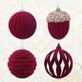 thumbnail image 5 of hulanddfd 4pcs Christmas Velvet Ornaments Balls Set, 3.1" Red Shatterproof Plastic Decoration Balls Xmas Hanging Decor for Xmas Tree and Party Holiday Decor, 5 of 9