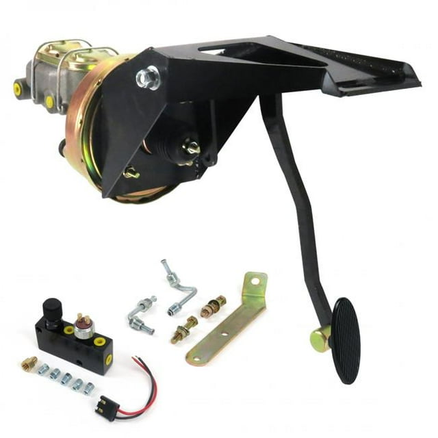 55-59 Chevy Camion Firewall 9 in. Unique Frein Pédale Kit Réglable Disque & Tambour Petit Ovale Noir Pad