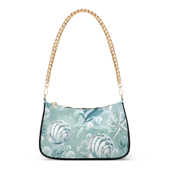 Seashells Algae Bubbles Women Handbags Shoulder Bag Cross Body Bag with Crossbody Strap Hobo Bags Chain Strap
