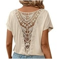 thumbnail image 2 of Annhoo Tops for Women Dressy Casual Solid Color Crewneck Cutout Loose Short Sleeve Shirts Trendy Clothes, 2 of 9