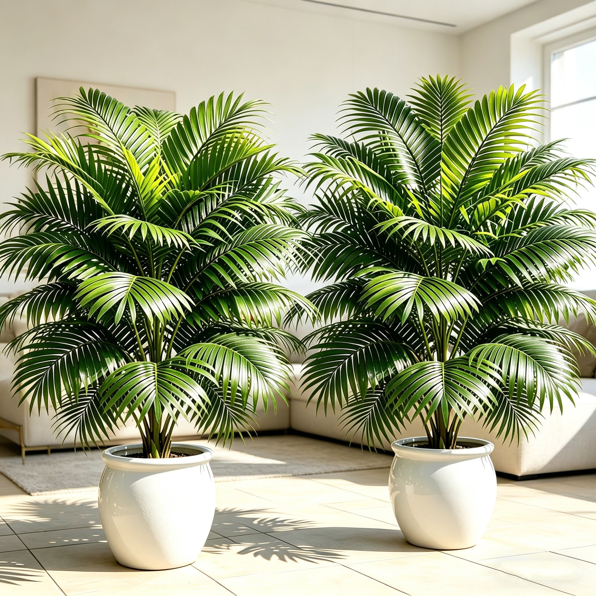 2 Pack 35.4in Artificial Palm Tree, 90cm Fake Areca Palm Plant for Indoor Outdoor Home Decor