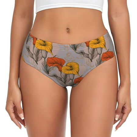 Womens Underwear - Retro Calla Lily Flowers No Show Seamless Underwear for Women  Soft Stretch Womens Panties  Hipster Ladies Panties Bikini Underwear Briefs