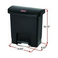 thumbnail image 3 of Rubbermaid Slim Jim Trash Can  4 gal. White Plastic Step On Rectangular 1 Count, 3 of 3