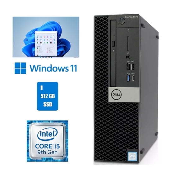 Restored Dell OptiPlex 5070 SFF Core i5-9500 9th Gen 32GB RAM 512GB SSD Wi-Fi Windows 11 Pro (Refurbished)