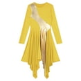 thumbnail image 5 of Alvivi Women's Long Sleeve Asymmetrical Praise Dance Dress Metallic Church Worship Lyrical Dancewear Yellow S, 5 of 7