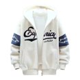 thumbnail image 4 of FINALGANG Men's Coat Oversized Color Block Plush Hooded Jacket Letter Graphic Print Long Sleeve Full Zipper Front Coat For Cold Weather Daily Casual Streetwear Soft Outerwear, 4 of 5