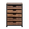 thumbnail image 3 of Fnova 5-Drawer Mobile Storage Cabinet with Wheels, Industrial Wooden File Cabinet for Office, Home, Study, Bedroom, Under Desk Organizer, 3 of 14