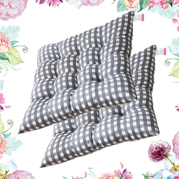 ELAYARD 2-Pack Grey Cushion Set for Home Use, Thick Soft Seat Pads with Stylish Grid Pattern, Comfortable Chair Cushions