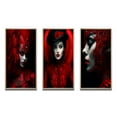 thumbnail image 2 of Designart "Mysterious Lady in Vintage Scarlet Glamour" Fashion Woman Framed Wall Art Set Of 3 - Red Glam Frame Canvas Set For Living Room Decor, 2 of 6