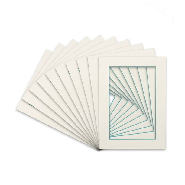 White Acid Free 13x19 Picture Frame Mat with Light Blue Core Bevel Cut