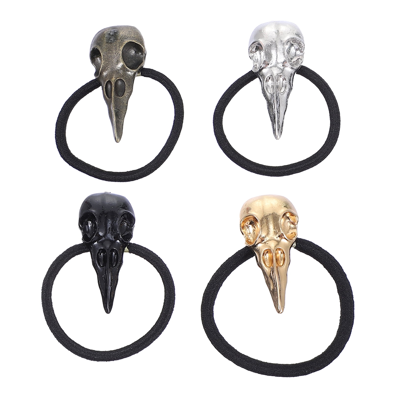 HEMOTON 4Pcs Crow Skull Hair Elastic Band Hair Ties Ropes for Women Girls - HEMOTON 4Pcs Crow Skull Hair Elastic Band Hair Ties Ropes for Women Girls -