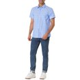 thumbnail image 2 of Unique Bargains Big & Tall Men's Shirts Short Sleeve Button Down Plaid Check Dress Shirts, 2 of 6
