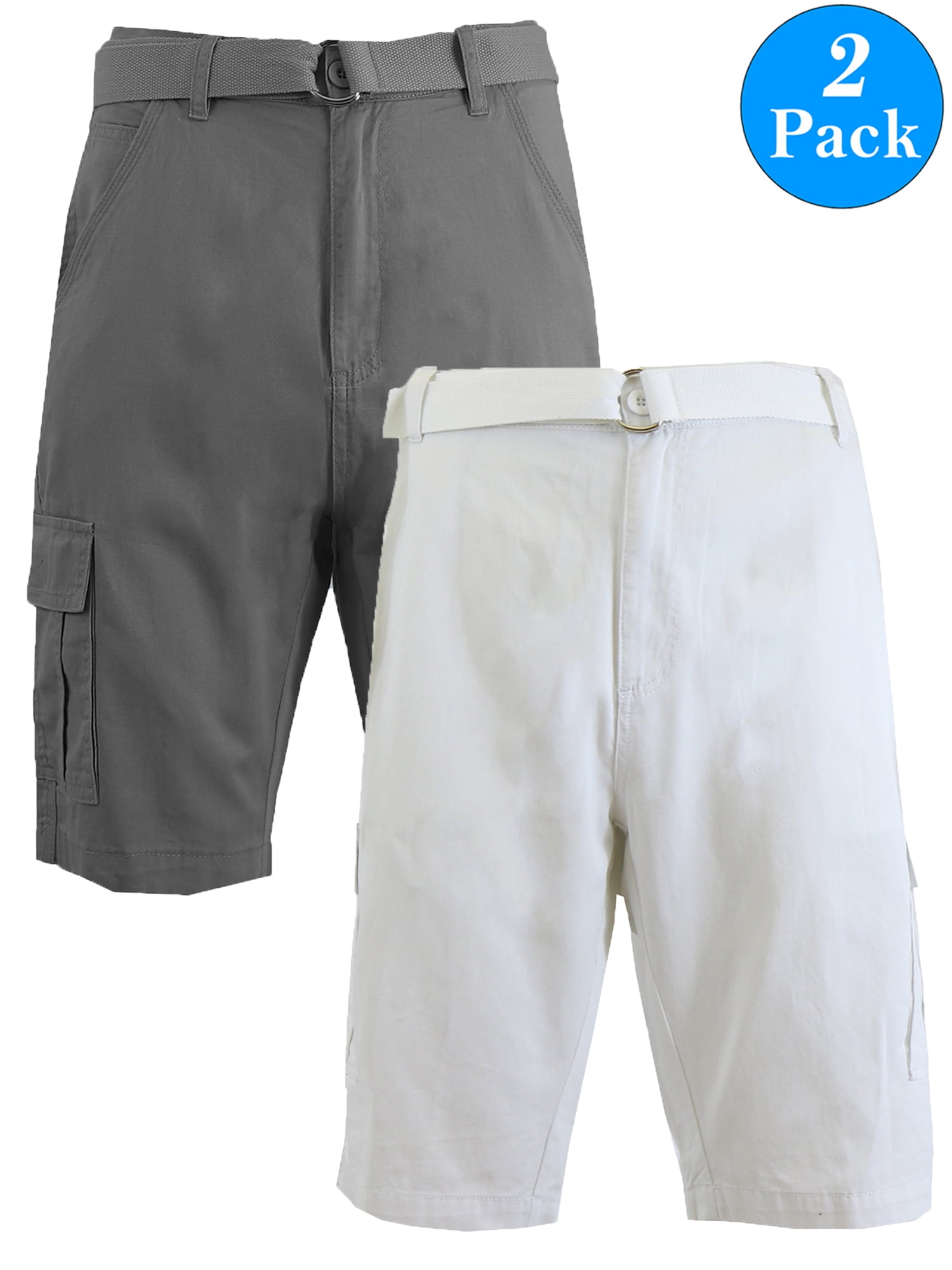 Men's Belted Cotton Cargo Shorts (2-Pack) - Walmart Business Supplies