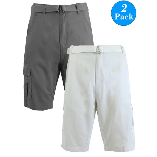 Men's Belted Cotton Cargo Shorts (2-Pack) - Walmart Business Supplies