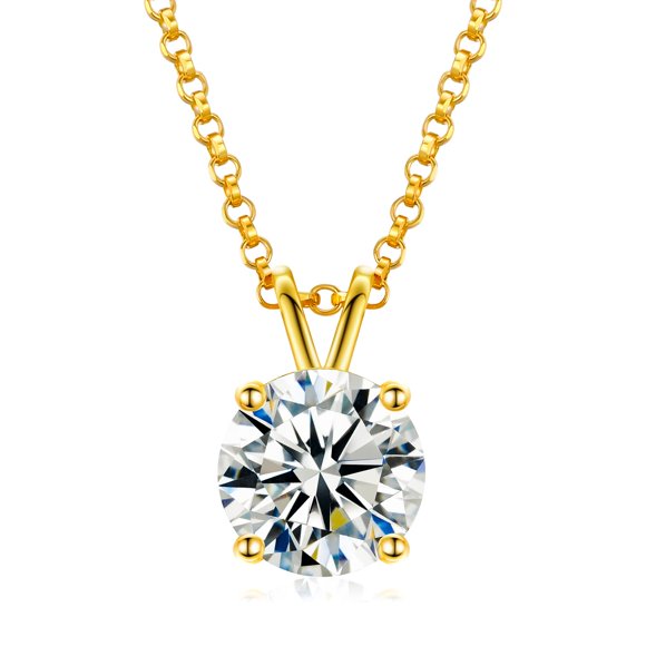 Collar TUHE Moissanite de plata chapada en oro amarillo de 18 quilates de 0,5 quilates
