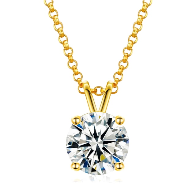 Collar TUHE Moissanite de plata chapada en oro amarillo de 18 quilates de 0,5 quilates