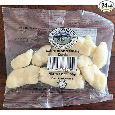 Ellsworth Natural White Cheddar Cheese Curds, 2 Ounce -- 24 per case.