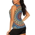 thumbnail image 3 of Xecao Round Mandala print women's scoop neck, loose-fit workout tank tops for the gym., 3 of 9