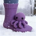 thumbnail image 2 of WKSCLPAI 3D Knit Animal Socks, Cute Animal Themed Handmade Crocheted Animal Socks for Unisex, Winter Warm Socks, Christmas Gift for Women Men,Purple C, 2 of 4