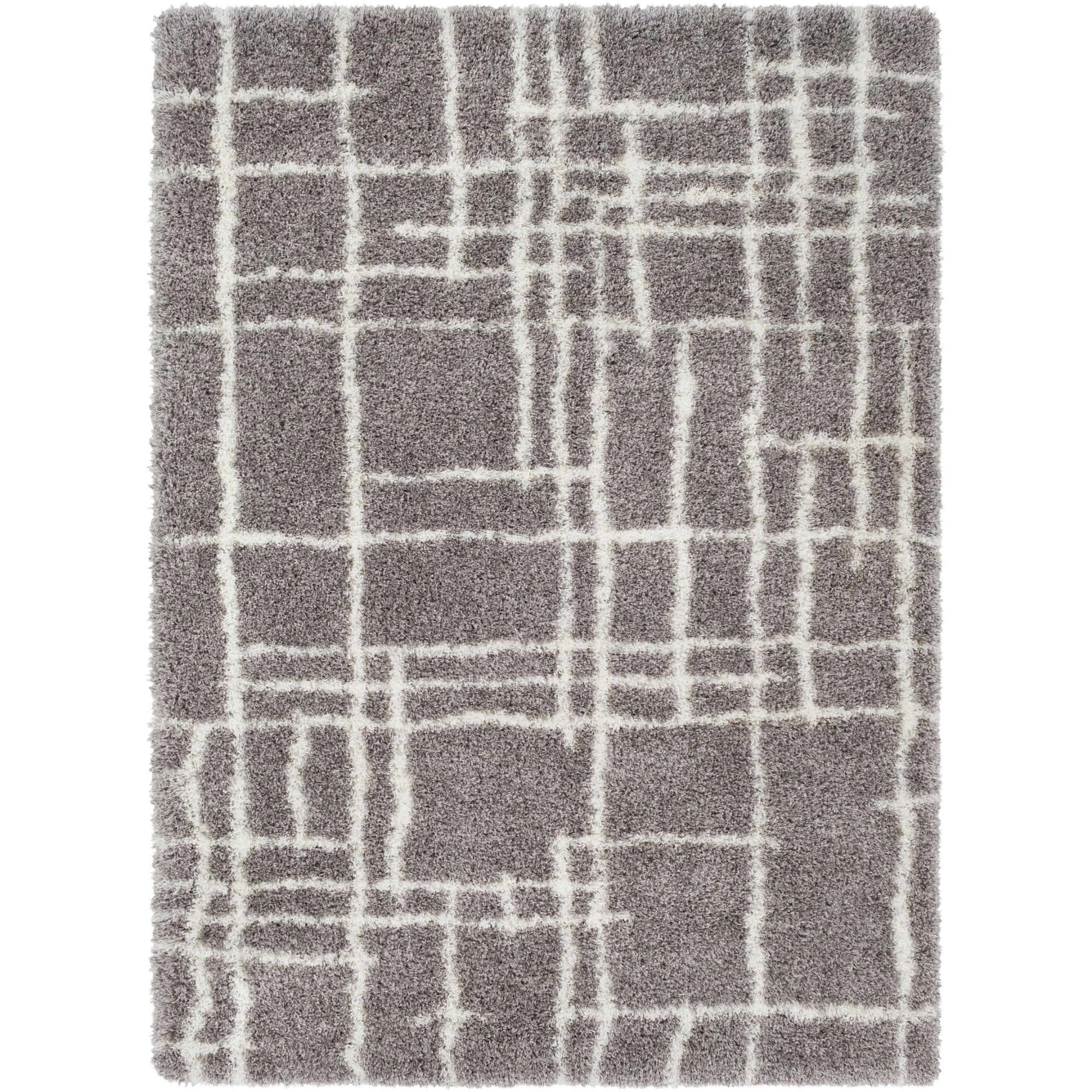 7'10" x 10'3" Irregular Line Pattern Brown and White Rectangular Area