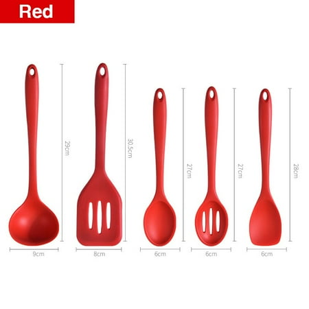 

5Pcs Silicone Cooking Kitchen Utensils Set Non-stick Cookware Spatula Spoon Egg Beater Silicone Handle Kitchen Tool Set