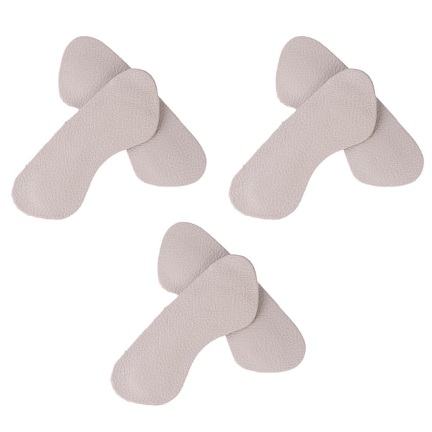 3 pares de protectores de talón autoadhesivos de cuero para el cuidado de los pies, plantillas y almohadillas traseras para zapatos de tacón (beige)