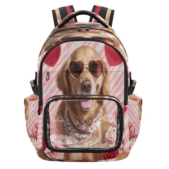 25L PVC Casual Backpack, Waterproof Large Capacity Backpack for Student Commute & Short Trips Valentine's Day Dog