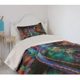 thumbnail image 2 of Ambesonne Xmas Quilted Coverlet 2 Pcs, Colorful Christmas View Nature, Twin Size, Teal and Red, 2 of 5