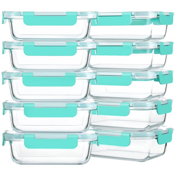 Recipientes de vidrio para preparación de comidas M MCIRCO 650 ml (paquete de 10), color verde