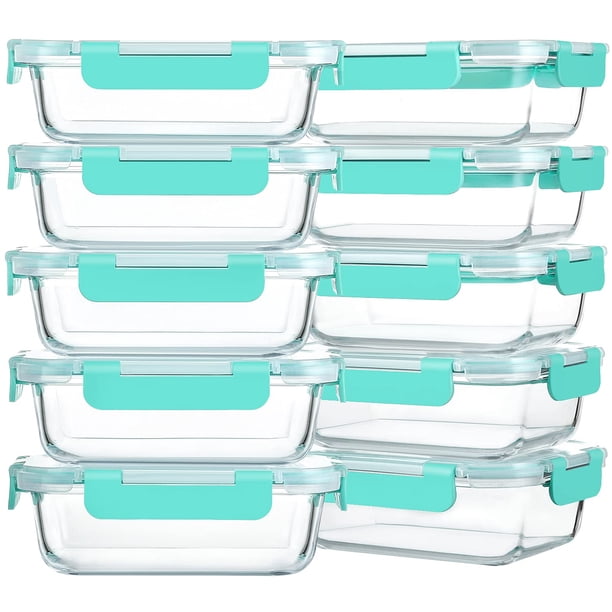 Recipientes de vidrio para preparación de comidas M MCIRCO 650 ml (paquete de 10), color verde